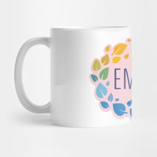 Emilia name with colorful leaves Mug